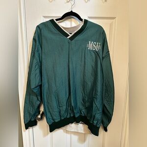 MSU Embroidered Green Pullover Windbreaker Jacket